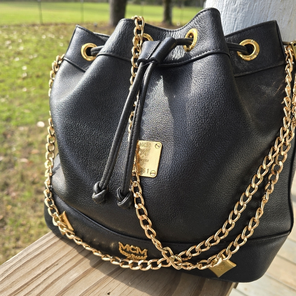 MCM leather bucket bag